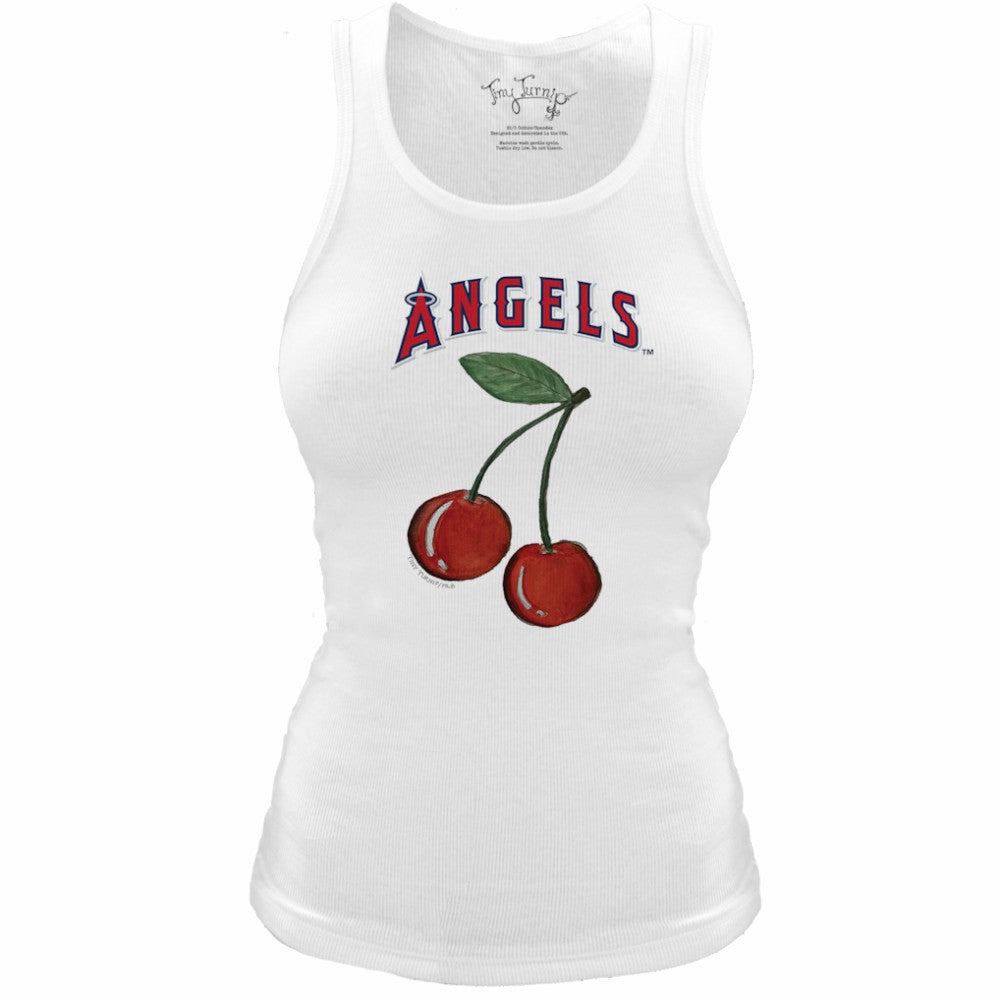 Los Angeles Angels Tiny Turnip Women's Fitted Cherries Tri-Blend Tank Top - White