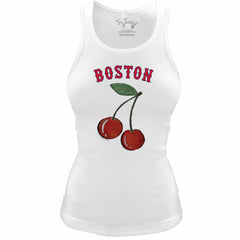 Boston Red Sox Tiny Turnip Women's Fitted Cherries Tri-Blend Tank Top - White