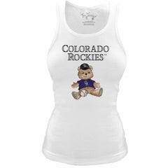 Colorado Rockies Tiny Turnip Women's Fitted Teddy Bear Tri-Blend Tank Top - White