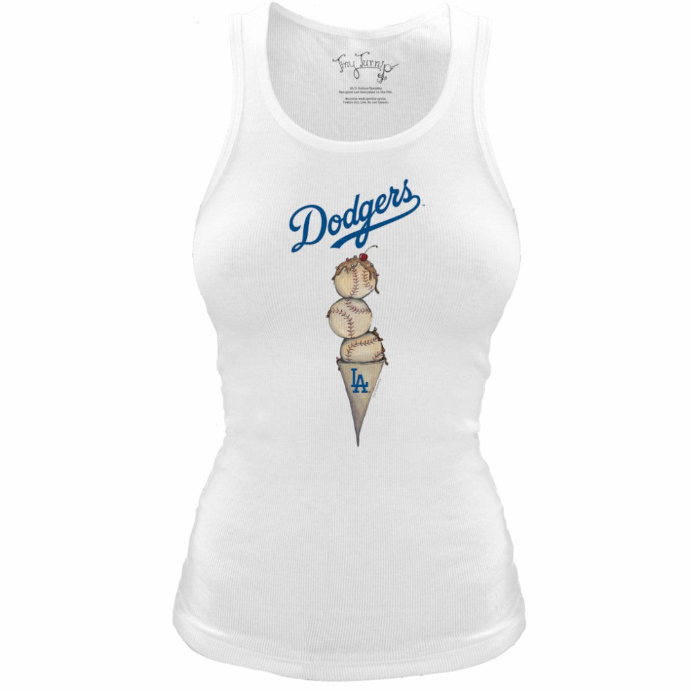 Los Angeles Dodgers Tiny Turnip Women's Fitted Triple Scoop Tri-Blend Tank Top - White