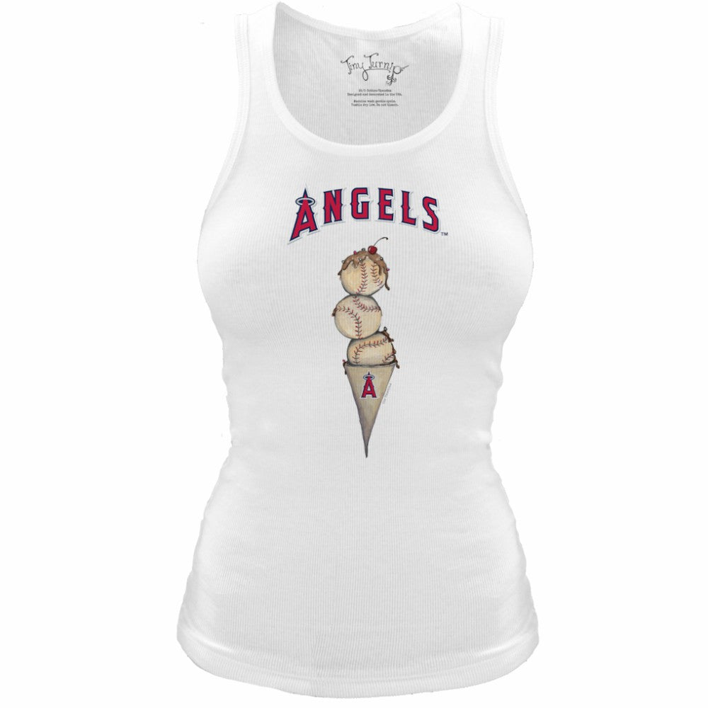 Los Angeles Angels Tiny Turnip Women's Fitted Triple Scoop Tri-Blend Tank Top - White