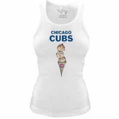 Chicago Cubs Tiny Turnip Women's Fitted Triple Scoop Tri-Blend Tank Top - White