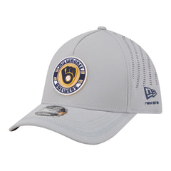 Milwaukee Brewers Patch 39THIRTY A-Frame M-Crown Perforated Flex Hat - Gray | New Era