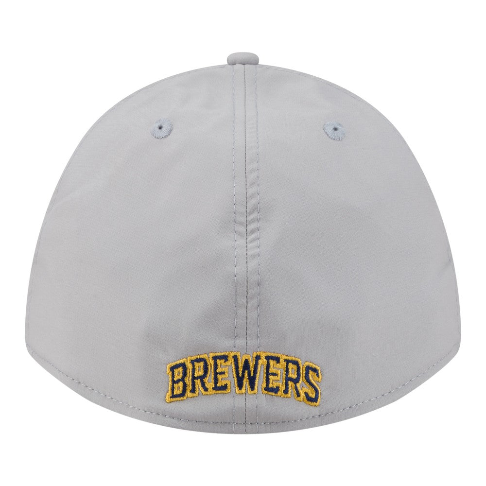 Milwaukee Brewers Patch 39THIRTY A-Frame M-Crown Perforated Flex Hat - Gray | New Era