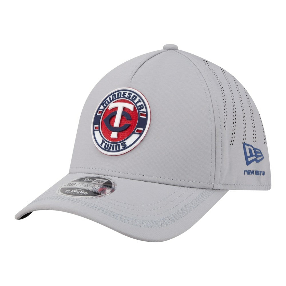 Minnesota Twins Patch 39THIRTY A-Frame M-Crown Perforated Flex Hat - Gray | New Era