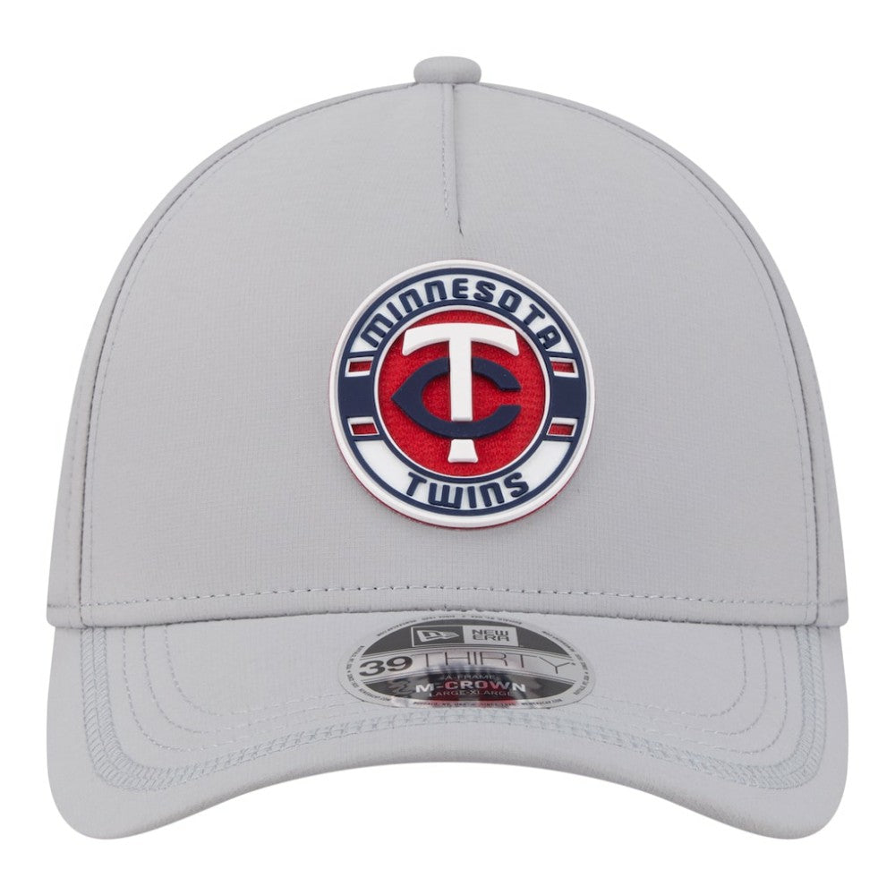 Minnesota Twins Patch 39THIRTY A-Frame M-Crown Perforated Flex Hat - Gray | New Era