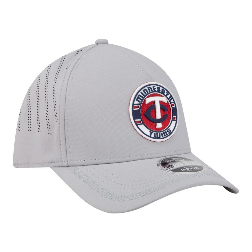 Minnesota Twins Patch 39THIRTY A-Frame M-Crown Perforated Flex Hat - Gray | New Era