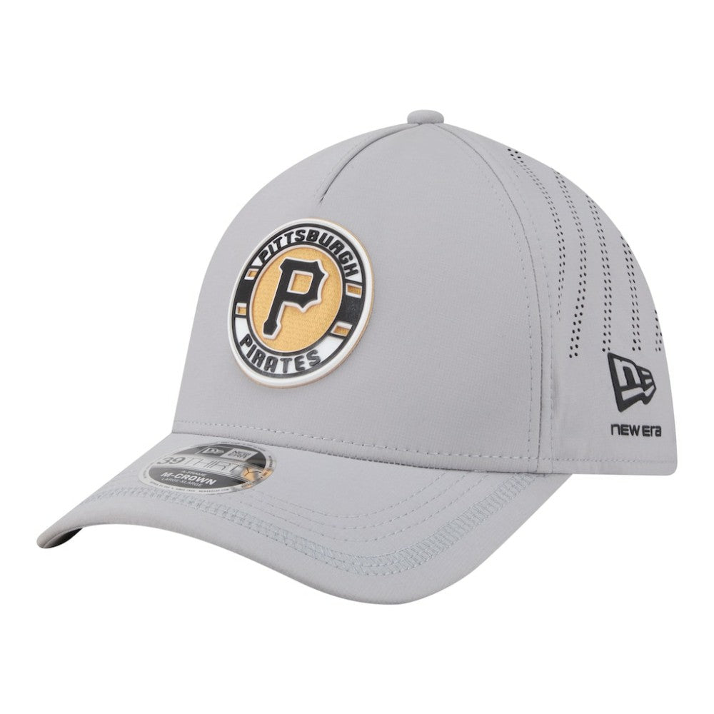 Pittsburgh Pirates Patch 39THIRTY A-Frame M-Crown Perforated Flex Hat - Gray | New Era