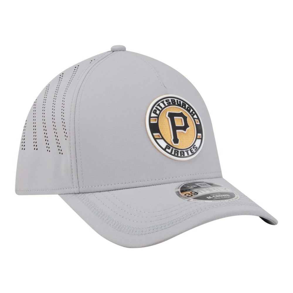 Pittsburgh Pirates Patch 39THIRTY A-Frame M-Crown Perforated Flex Hat - Gray | New Era