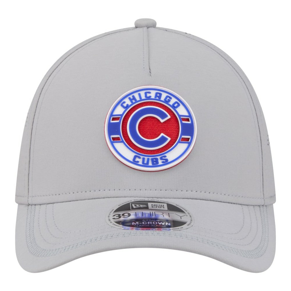 Chicago Cubs Patch 39THIRTY A-Frame M-Crown Perforated Flex Hat - Gray | New Era