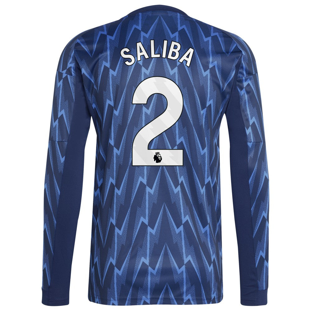 William Saliba Arsenal 2025/26 Away Replica Long Sleeve Player Jersey / Soccer For sale