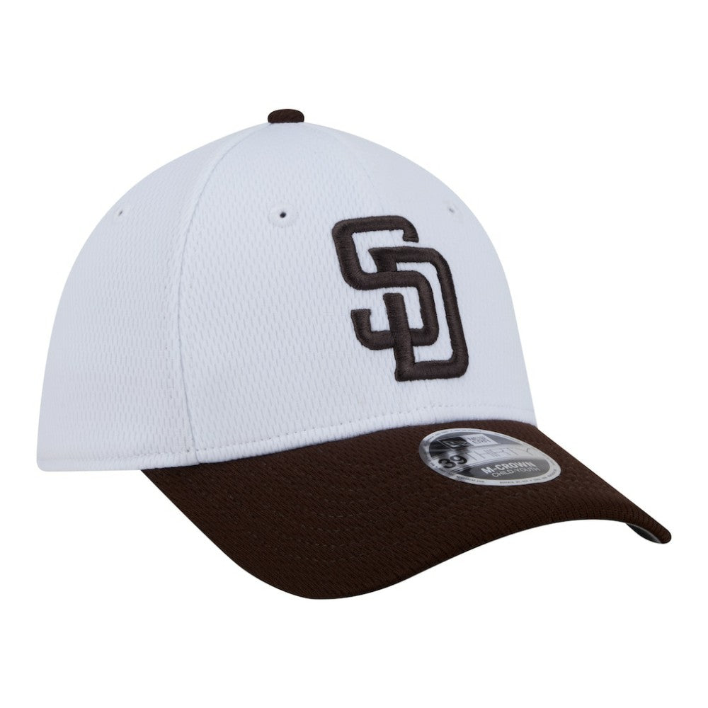 San Diego Padres Youth Baseball 39THIRTY M-Crown Flex Hat - White/Brown | New Era