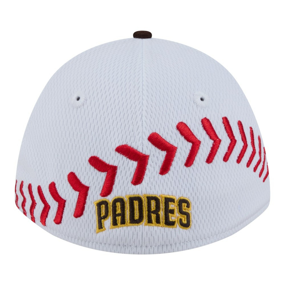San Diego Padres Youth Baseball 39THIRTY M-Crown Flex Hat - White/Brown | New Era