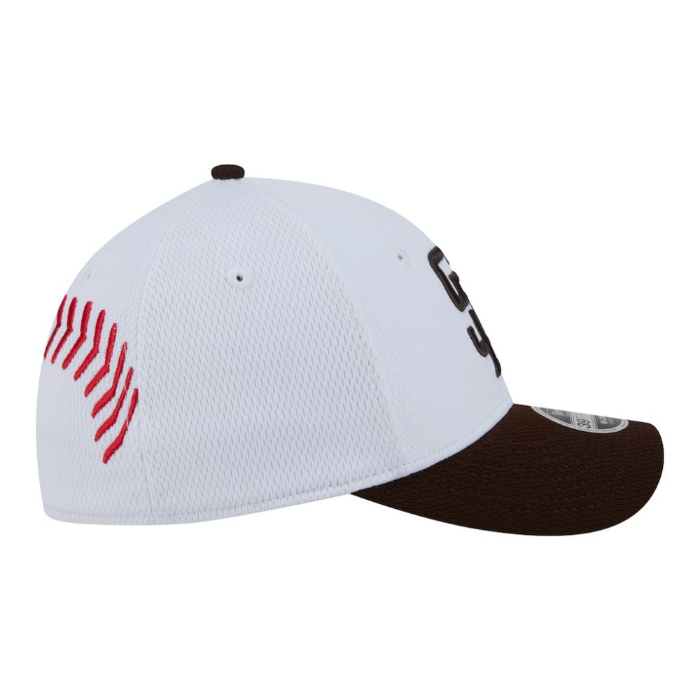 San Diego Padres Youth Baseball 39THIRTY M-Crown Flex Hat - White/Brown | New Era