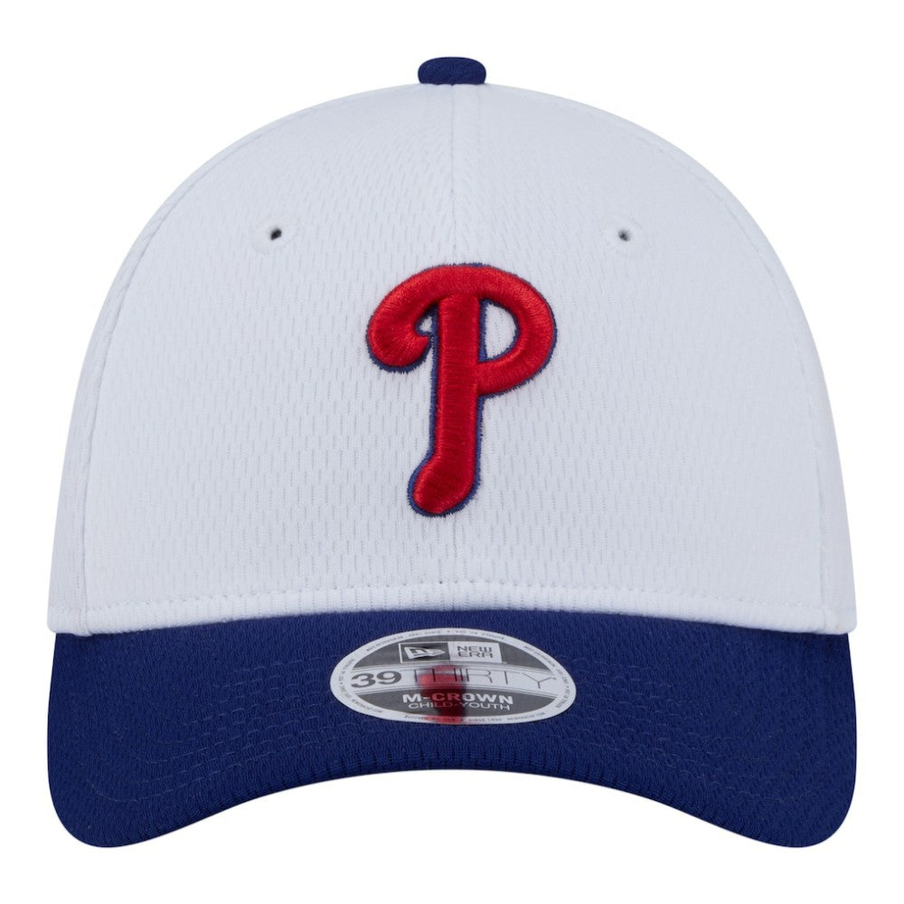 Philadelphia Phillies Youth Baseball 39THIRTY M-Crown Flex Hat - White/Red | New Era