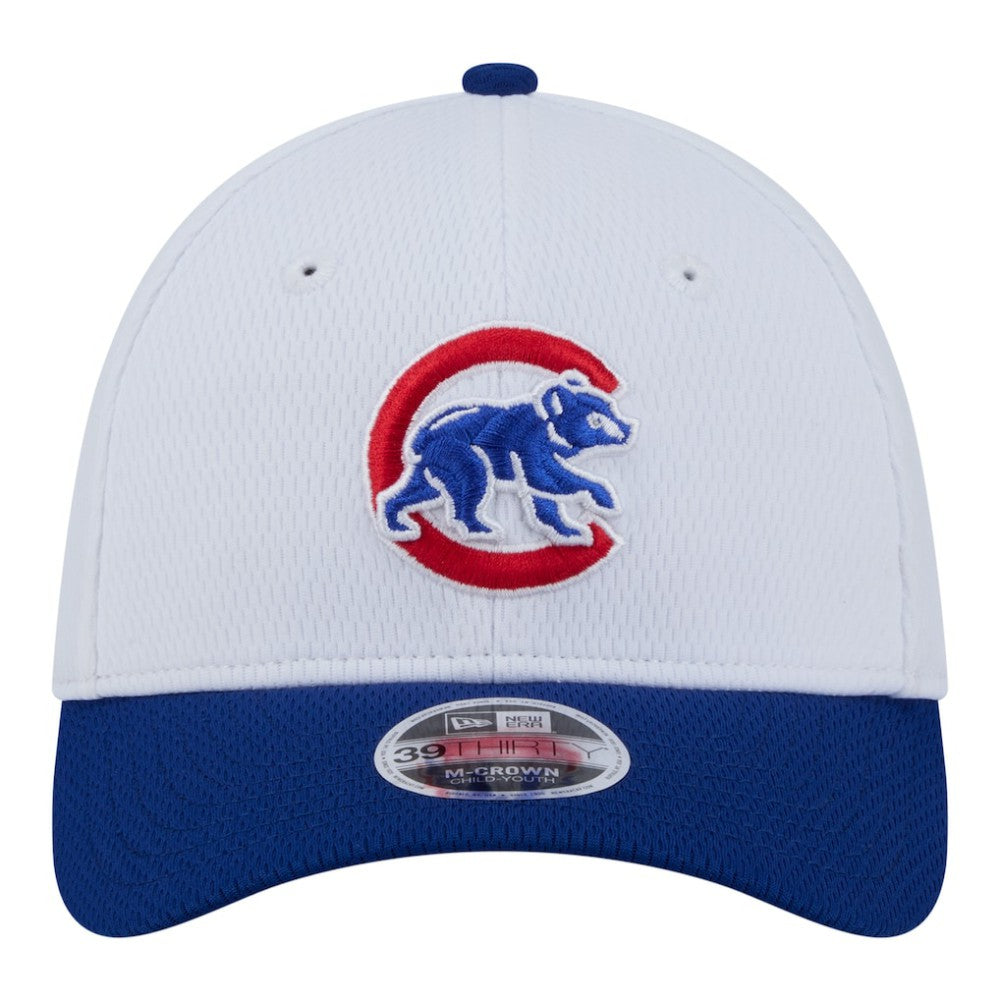 Chicago Cubs Youth Baseball 39THIRTY M-Crown Flex Hat - White/Royal | New Era