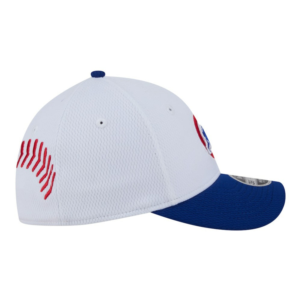 Chicago Cubs Youth Baseball 39THIRTY M-Crown Flex Hat - White/Royal | New Era