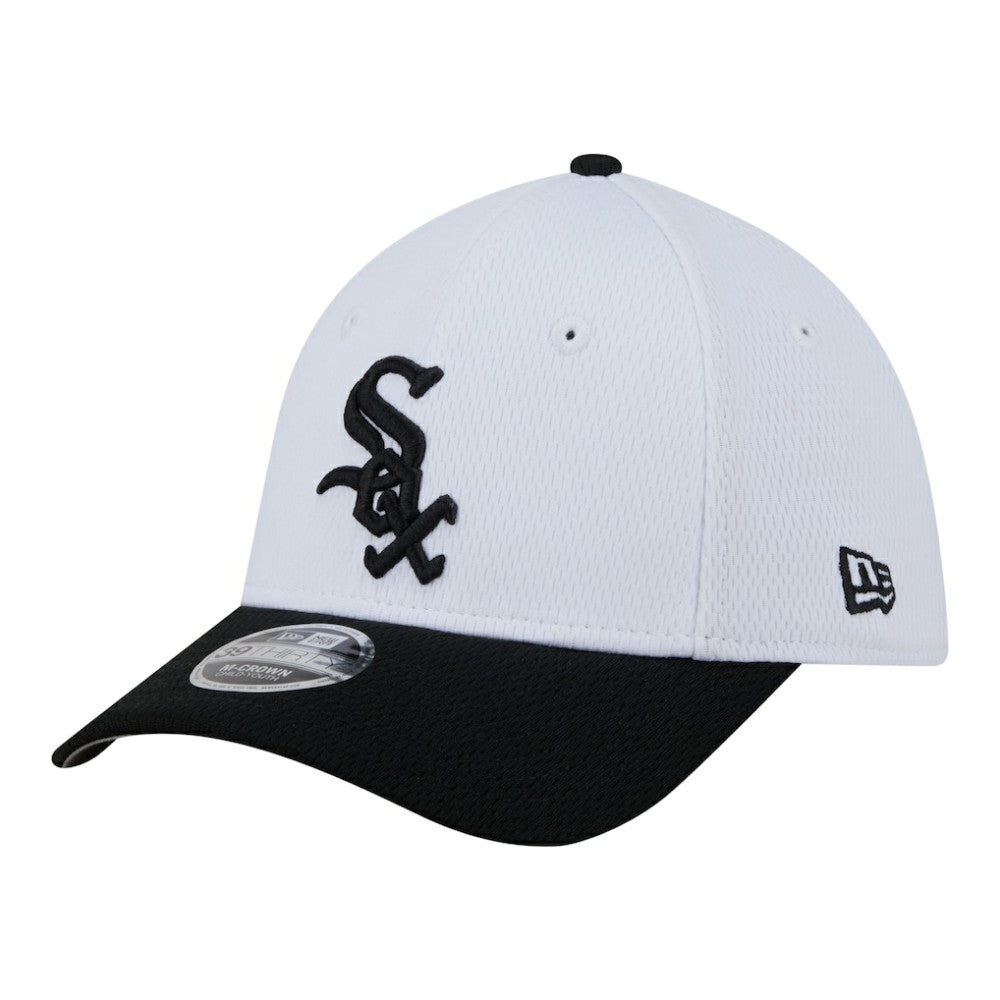 Chicago White Sox Youth Baseball 39THIRTY M-Crown Flex Hat - White/Black | New Era