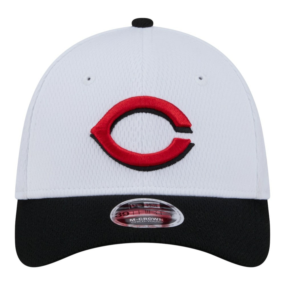 Cincinnati Reds Youth Baseball 39THIRTY M-Crown Flex Hat - White/Red | New Era