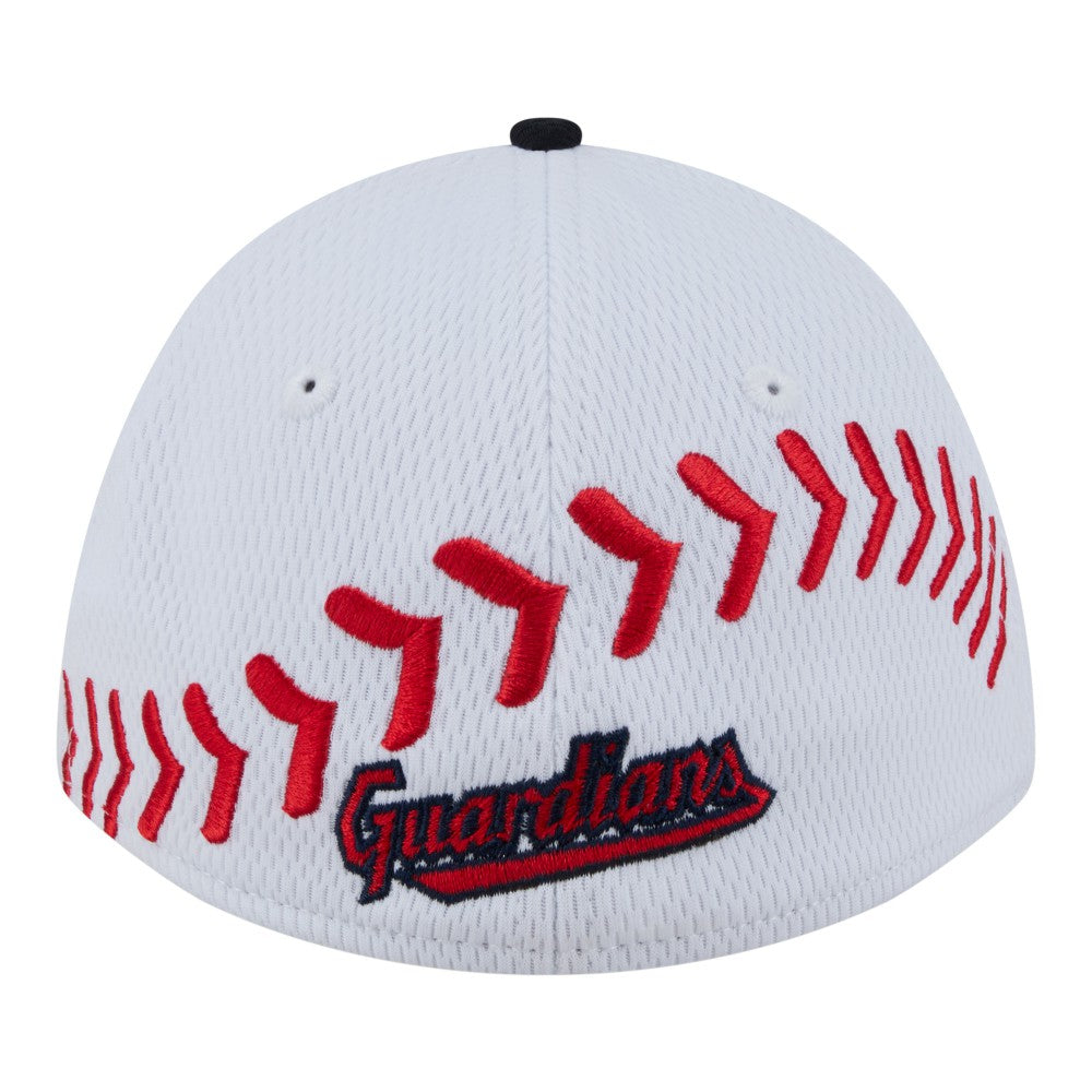 Cleveland Guardians Youth Baseball 39THIRTY M-Crown Flex Hat - White/Navy | New Era