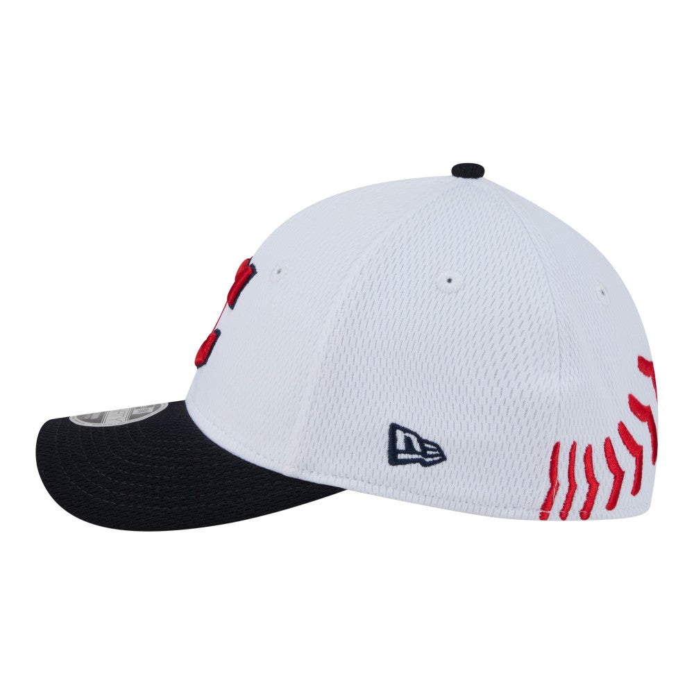 Cleveland Guardians Youth Baseball 39THIRTY M-Crown Flex Hat - White/Navy | New Era