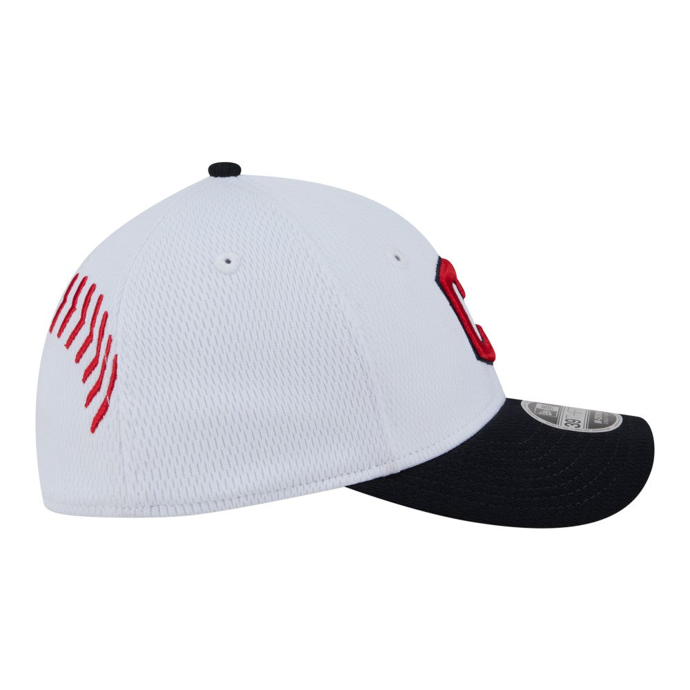 Cleveland Guardians Youth Baseball 39THIRTY M-Crown Flex Hat - White/Navy | New Era