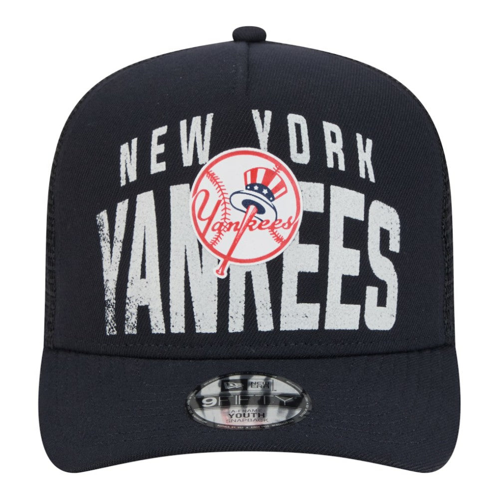 New York Yankees Youth Logo Fade A-Frame 9FIFTY Snapback Hat - Navy | New Era
