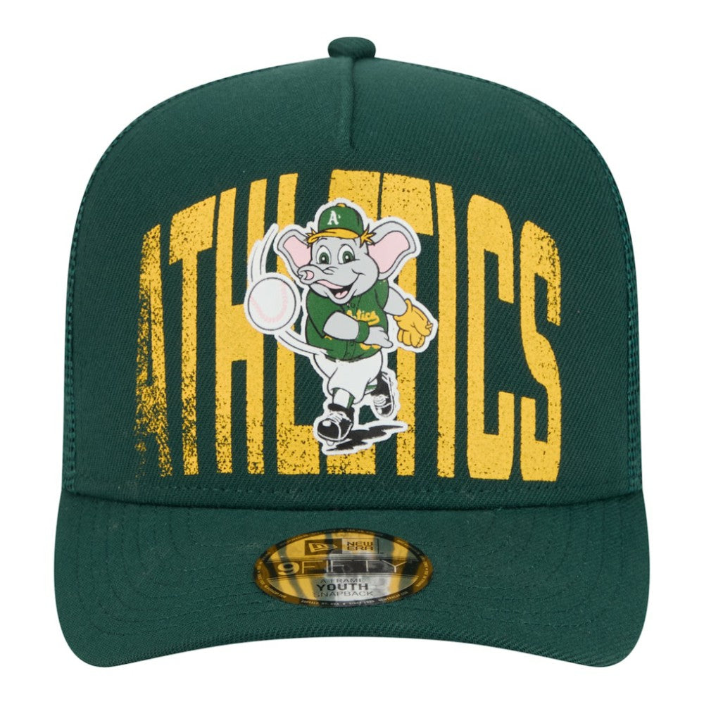 Athletics Youth Logo Fade A-Frame 9FIFTY Snapback Hat - Green | New Era