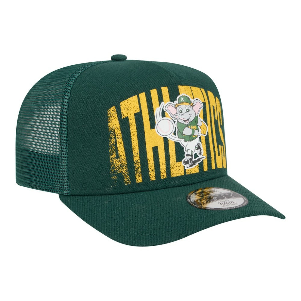 Athletics Youth Logo Fade A-Frame 9FIFTY Snapback Hat - Green | New Era