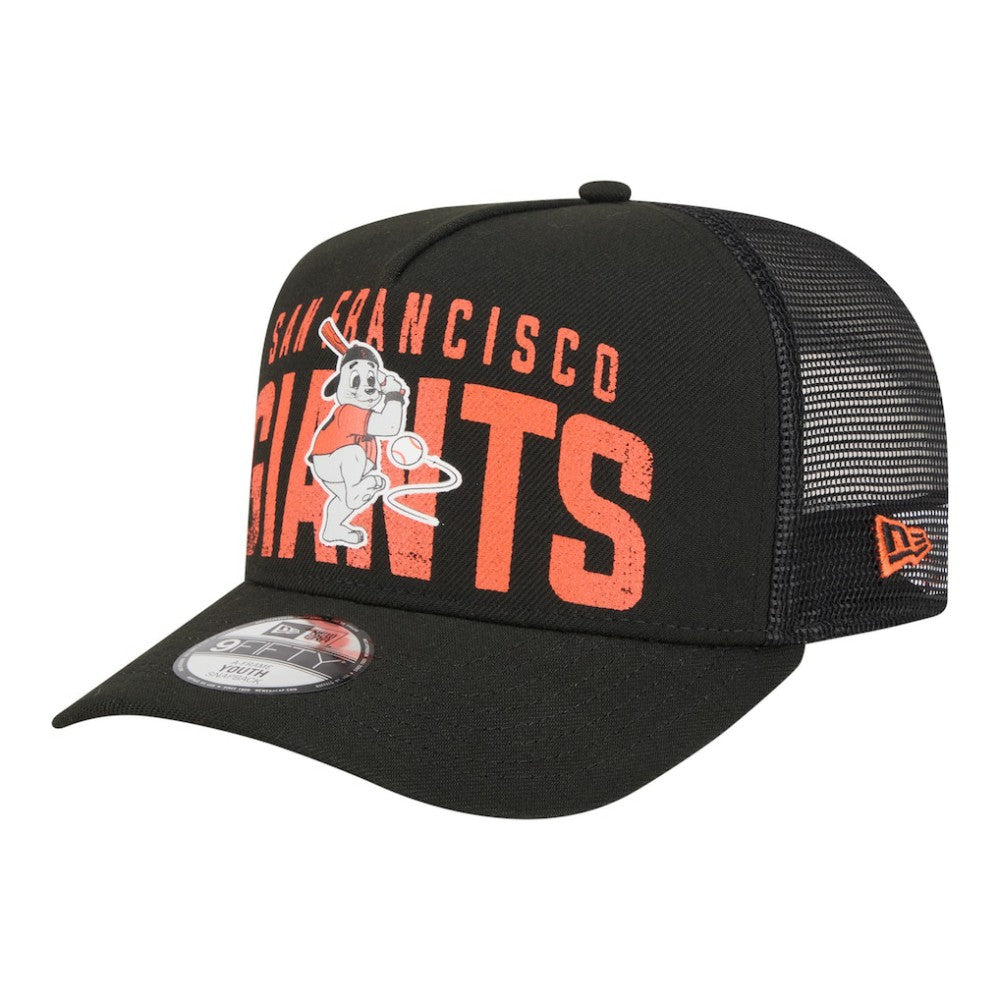 San Francisco Giants Youth Logo Fade A-Frame 9FIFTY Snapback Hat - Black | New Era