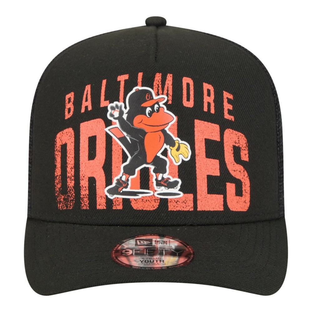 Baltimore Orioles Youth Logo Fade A-Frame 9FIFTY Snapback Hat - Black | New Era