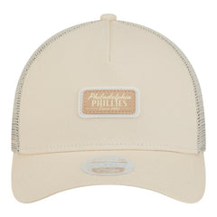 Philadelphia Phillies Women's Tonal Patch 9FORTY M-Crown A-Frame Trucker Adjustable Hat - Light Beige | New Era