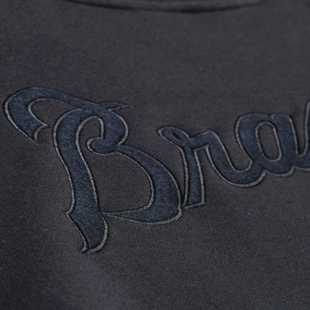 Atlanta Braves Phantom Fleece Crewneck Sweatshirt - Black | Mitchell & Ness