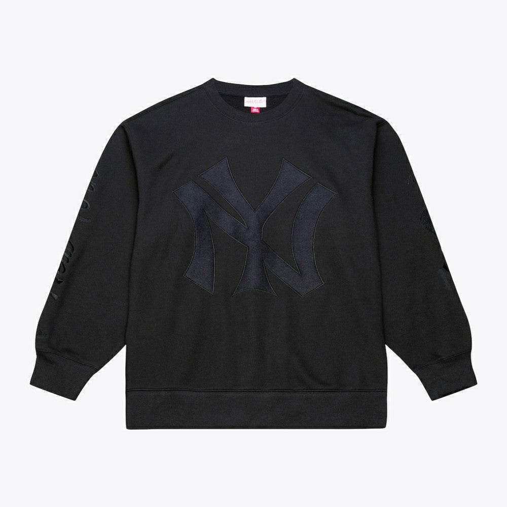 New York Yankees Phantom Fleece Crewneck Sweatshirt - Black | Mitchell & Ness