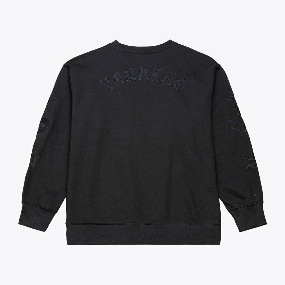 New York Yankees Phantom Fleece Crewneck Sweatshirt - Black | Mitchell & Ness