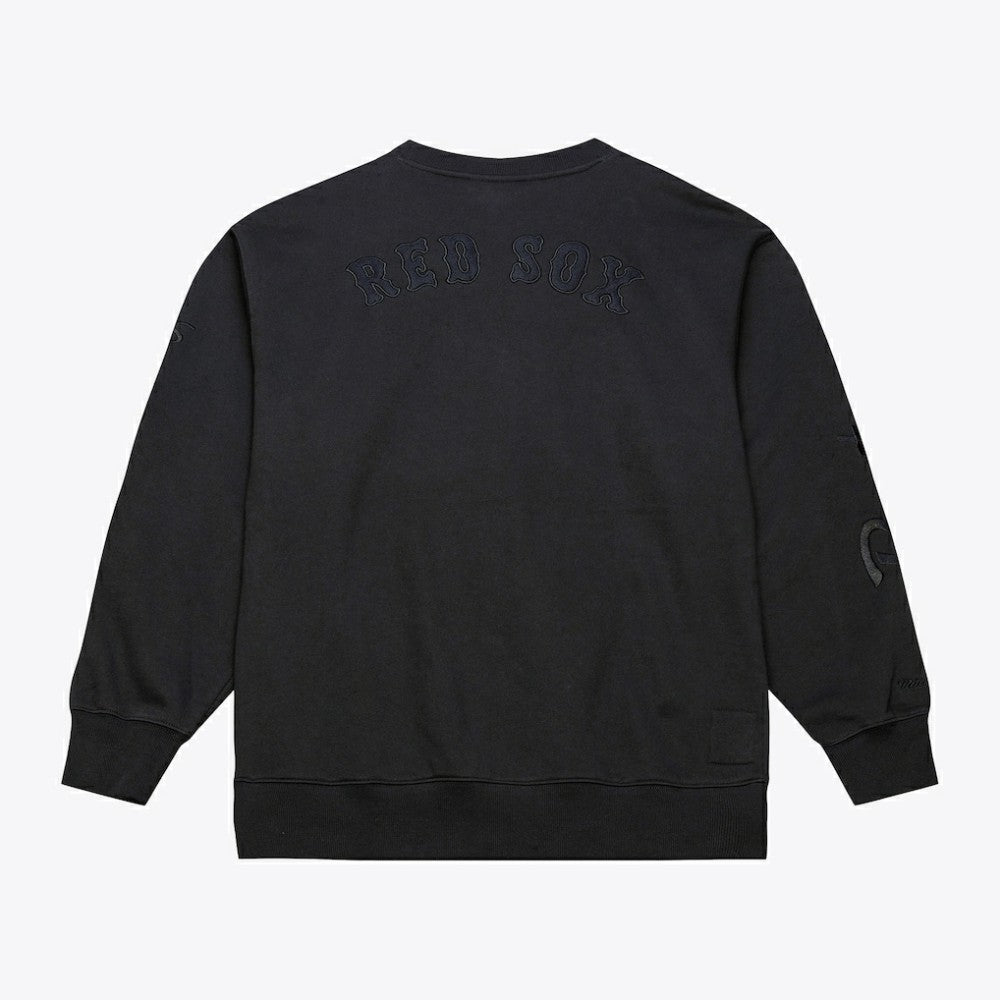 Boston Red Sox Phantom Fleece Crewneck Sweatshirt - Black | Mitchell & Ness