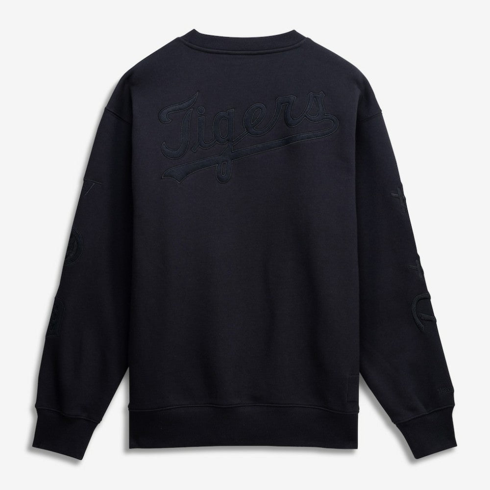 Detroit Tigers Phantom Fleece Crewneck Sweatshirt - Black | Mitchell & Ness