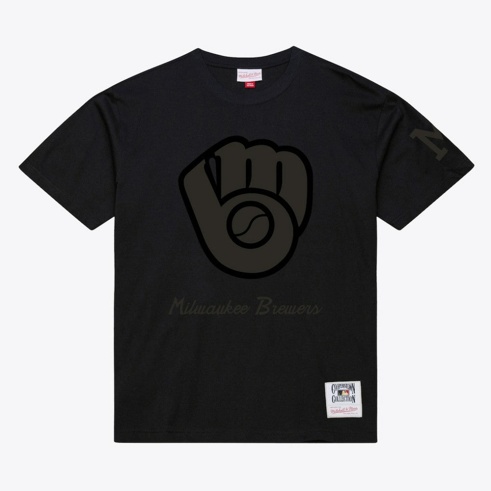 Milwaukee Brewers Cooperstown Collection Phantom T-Shirt - Black | Mitchell & Ness
