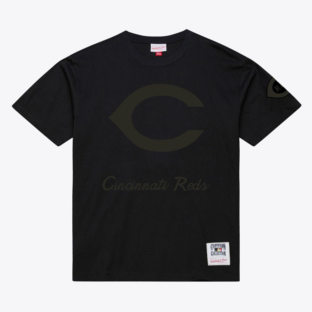 Cincinnati Reds Cooperstown Collection Phantom T-Shirt - Black | Mitchell & Ness