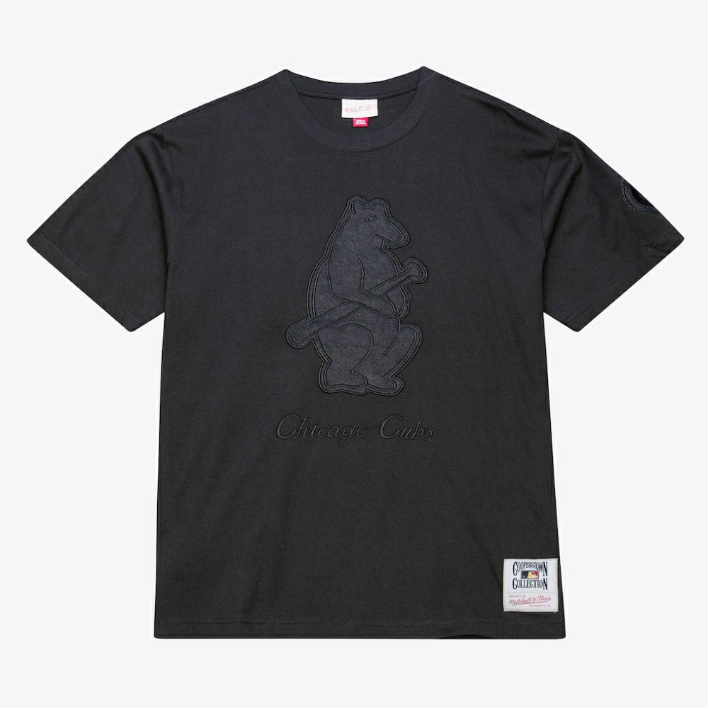 Chicago Cubs Cooperstown Collection Phantom T-Shirt - Black | Mitchell & Ness