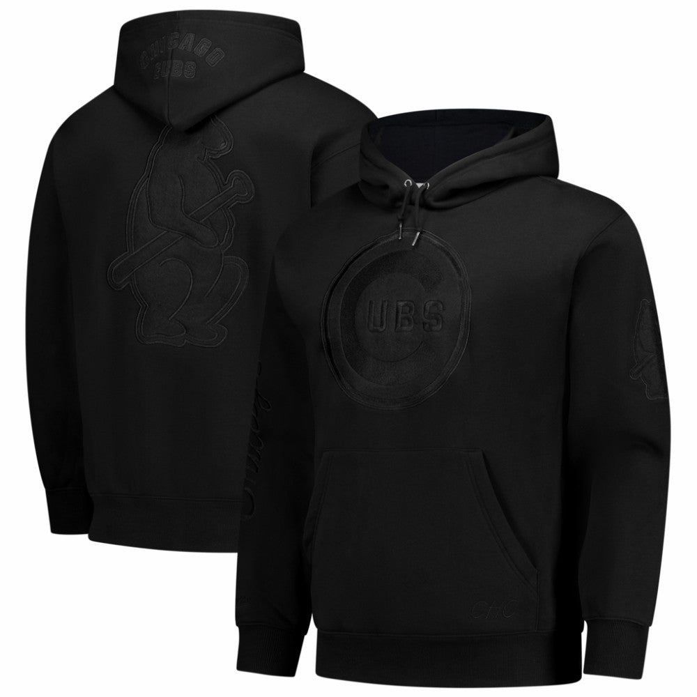 Chicago Cubs Phantom Fleece Hoodie - Black | Mitchell & Ness
