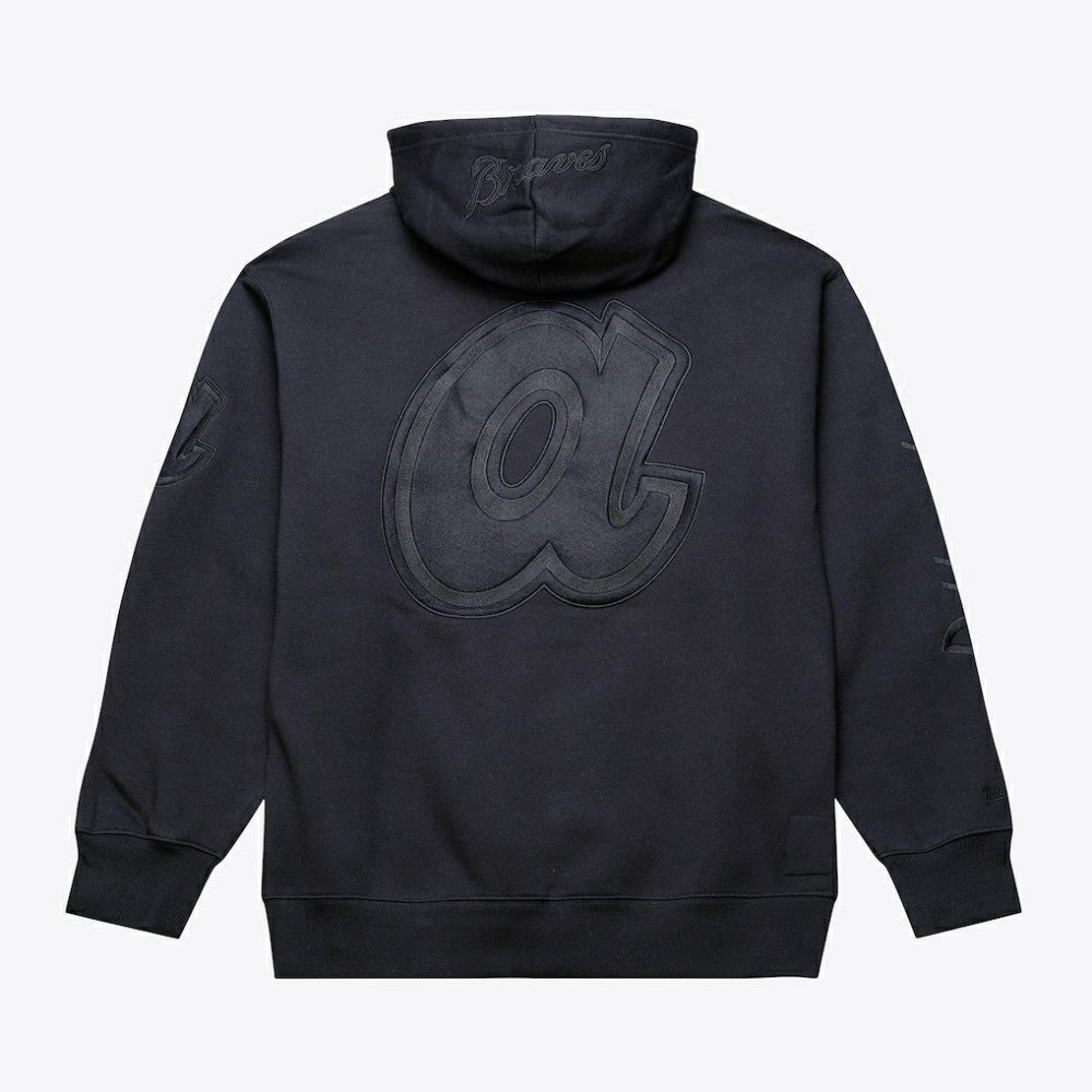 Atlanta Braves Phantom Fleece Hoodie - Black | Mitchell & Ness