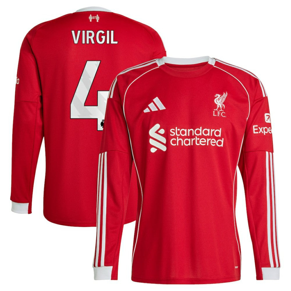 Virgil van Dijk Liverpool 2025/26 Home Replica Long Sleeve Jersey / Soccer Sale
