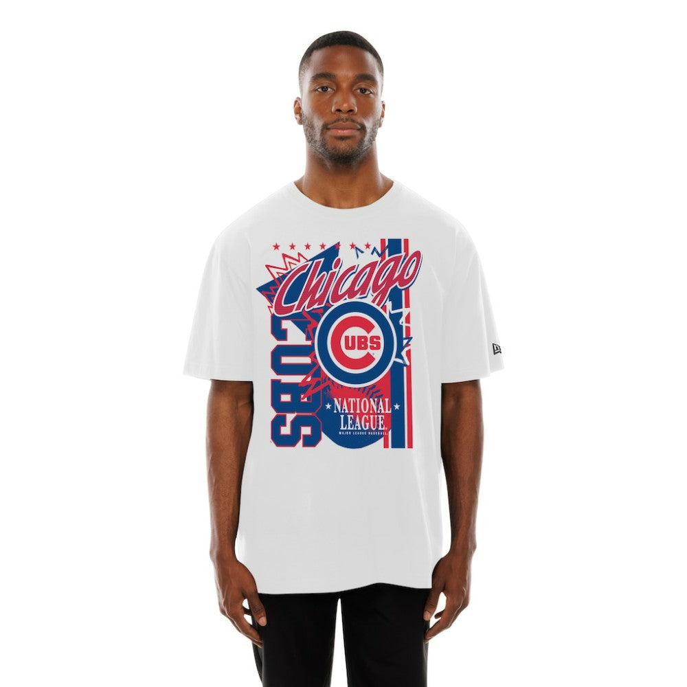 Chicago Cubs Big Graphic Domestic T-Shirt - White | New Era