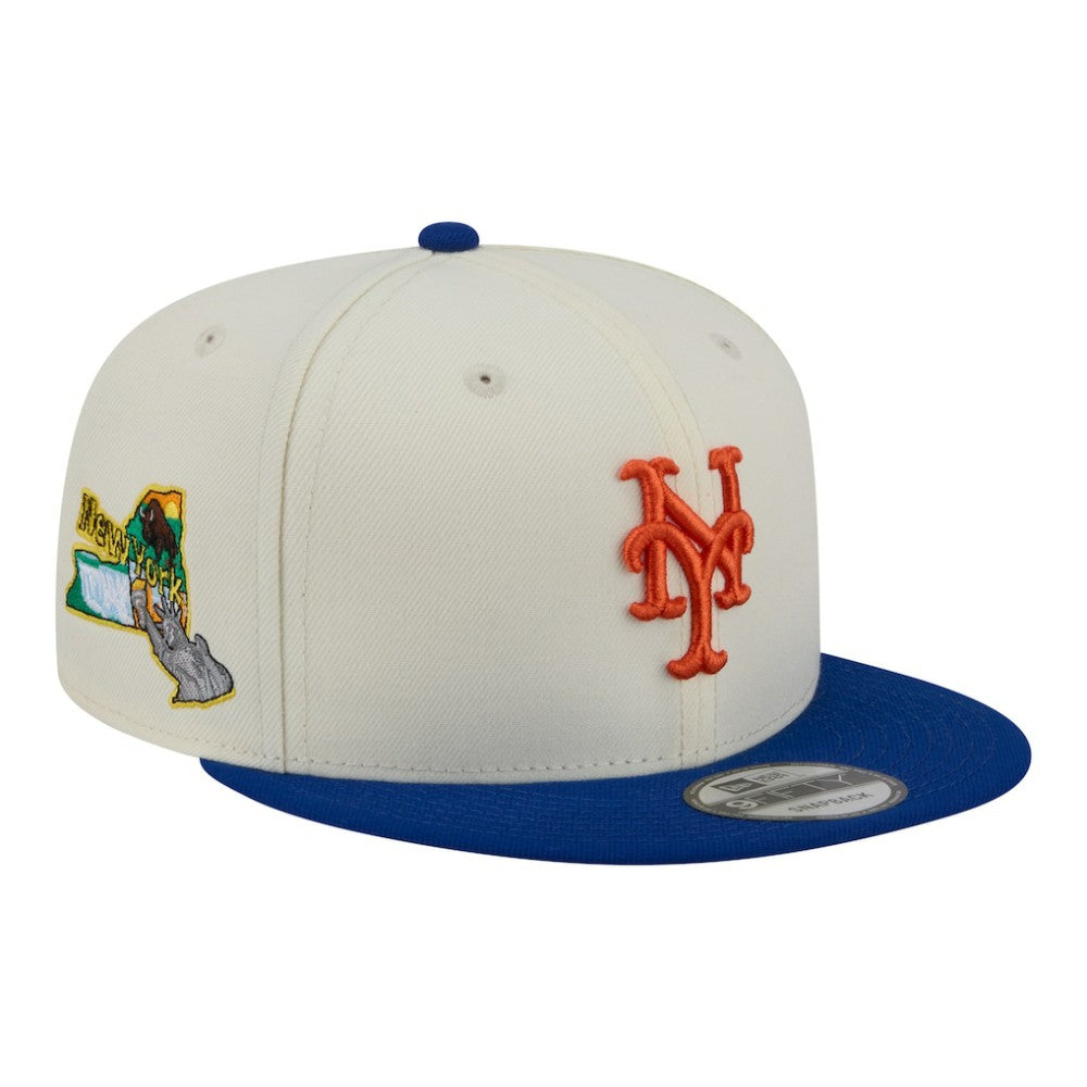 New York Mets Localized 9FIFTY Snapback Hat - Cream/Royal | New Era