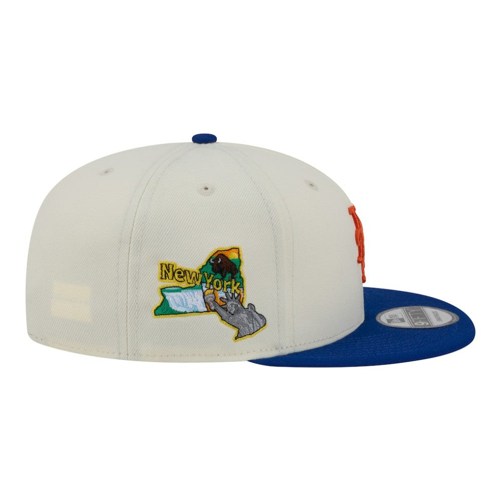 New York Mets Localized 9FIFTY Snapback Hat - Cream/Royal | New Era