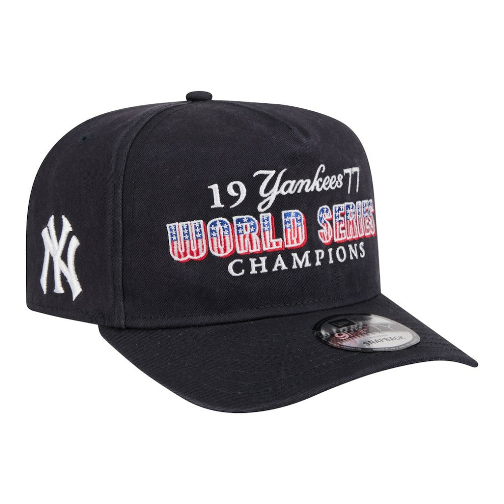 New York Yankees 1977 World Series Champions Throwback 9FIFTY A-Frame Snapback Hat - Navy | New Era