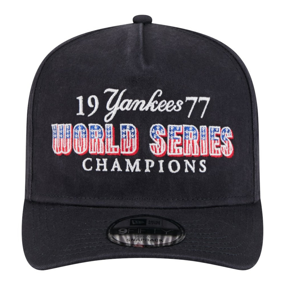 New York Yankees 1977 World Series Champions Throwback 9FIFTY A-Frame Snapback Hat - Navy | New Era