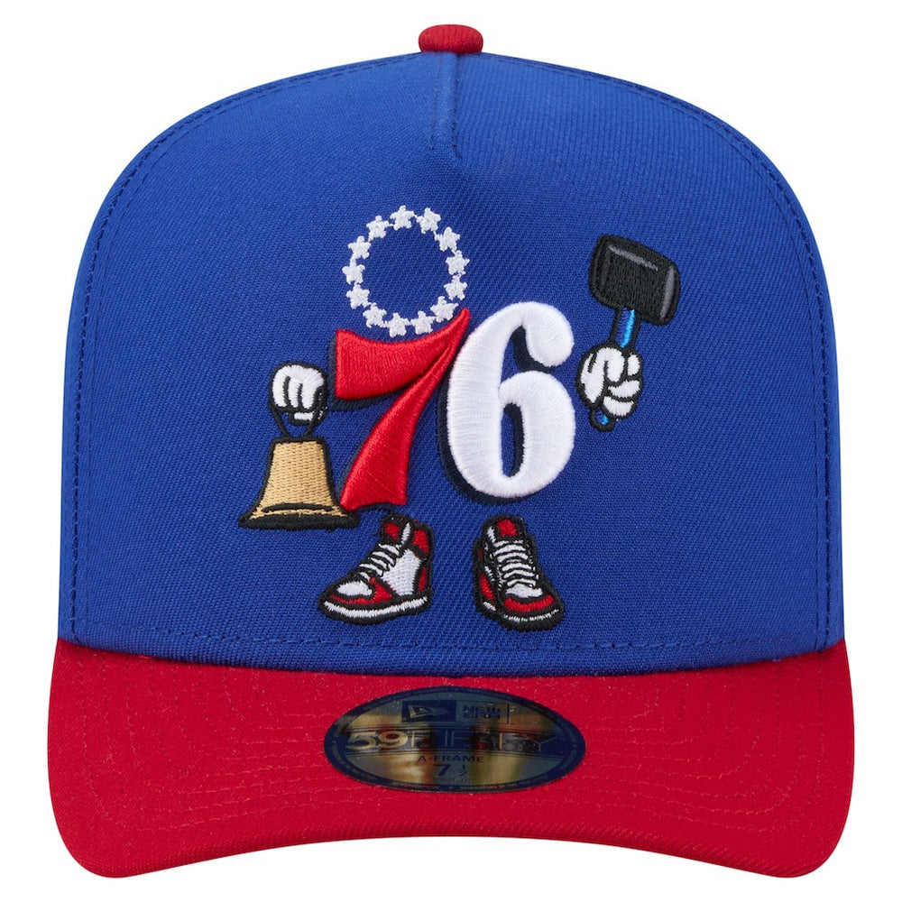 Philadelphia 76ers Injection Cartoon Logo A-Frame 59FIFTY Fitted Hat - Blue | New Era outlet