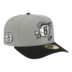 Brooklyn Nets Injection Cartoon Logo A-Frame 59FIFTY Fitted Hat - Gray | New Era outlet
